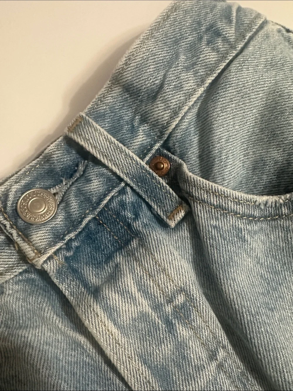 Levi's 501 Light Blue Cutoff Denim Shorts